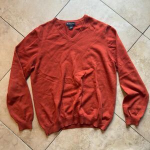Vintage Brooks Brothers L Brick Red Merino Wool Crewneck Sweater